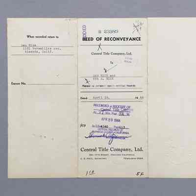 Deed of Reconveyance 1121 Versailles Ave, 1944