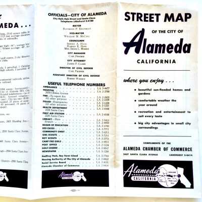 Street Map, Alameda, issued by the Chamber of Commerce, prior to 1970