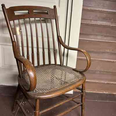 Oak Chair with caned seat, from the Clark family, late 19th century