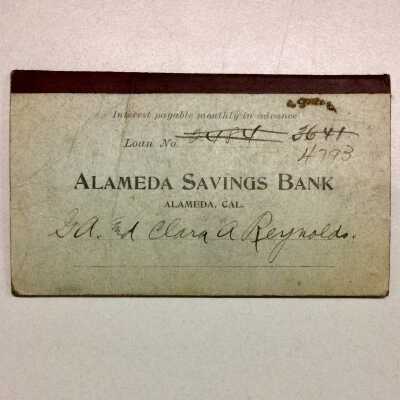 Alameda Savings Bank bankbook of George and Clare Reynolds, 1911-1917