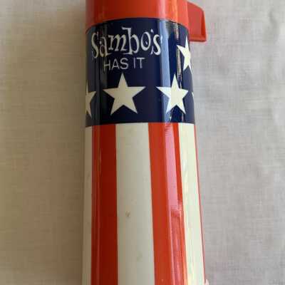 Advertizing Thermos bottle from Sambo's restaurant, c. 1968-1972