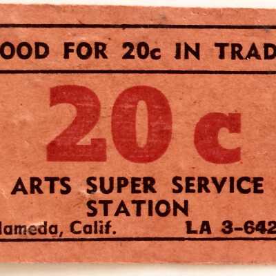 Tickets for Art's Super Service Station, c. 1960s