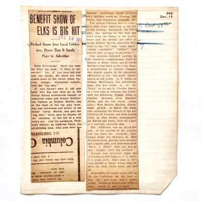 Newspaper Clipping Review play 'Pays to Advertise', 1917