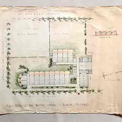 Architect's drawing new Mastick School, site plan, 1937