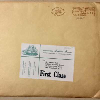 Papers in envelope regarding sailing vessels, c. 1960