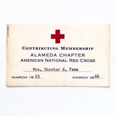 Alameda Chapter Red Cross membership card of Mrs. Fenn, 1966
