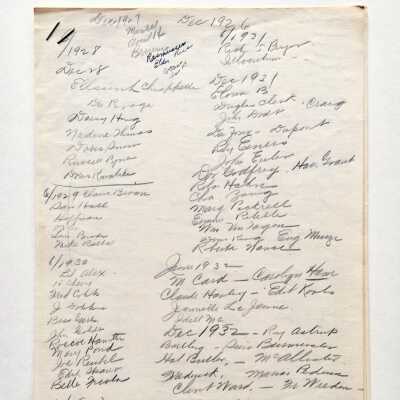 List of students' names, Washington School, June 1928-1941