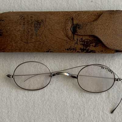 Eyeglasses and case of Mrs. Sophia May, early 1900s