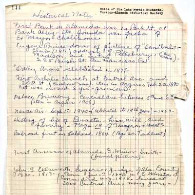 Historical Notes by Myrtle Richards, prior 2003