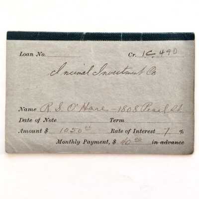 House payment booklet for 1808 Pearl Street, 1922-1928