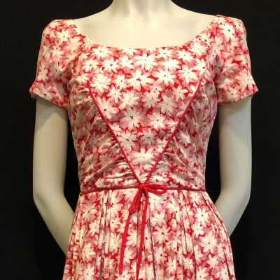Floral cotton print dress of Margaret Taube of 1815 Wood Street, c. 1960