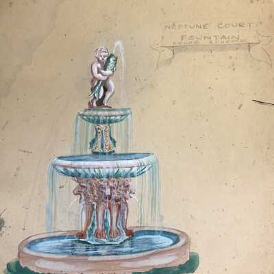 Pencil sketch for Neptune Court Fountain, prior 1939