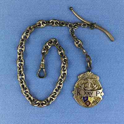 Gold plated Watch Chain and fob from the Knights of Phythias of F. W. Toye, c. 1924
