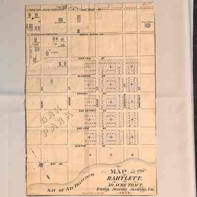 Real Estate subdivision map of Bartlett Tract, Encinal Station, 1877