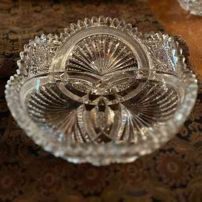 American cut glass bowl with scalloped rim, late 1890s or early 1900s