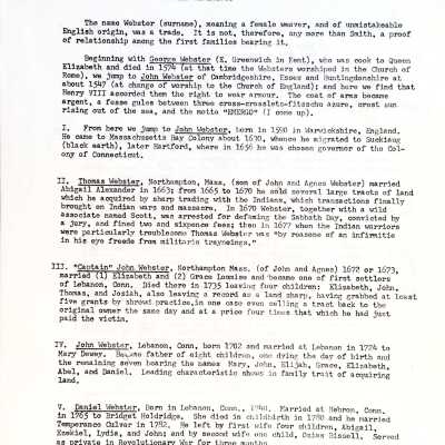 Genealogy of the Webster family, prior to 1998