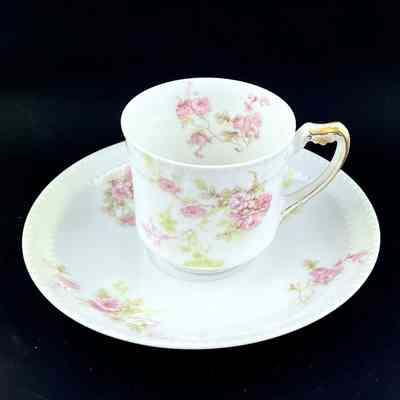 Haviland Limoges Demitasse cup and saucer with roses, early 1900s