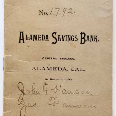 Hansons' Bank Book Alameda Savings Bank, 1893