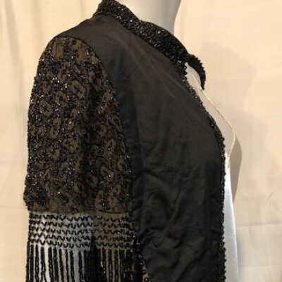 Silk capelet with black jet beaded trim, of the Pegot family, c. 1890s