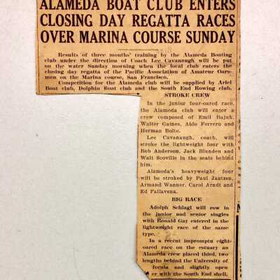 Clipping 'Alameda Boating Club Enters'