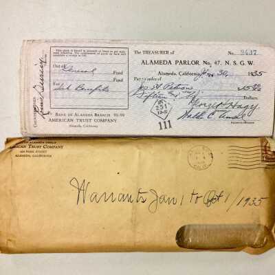 Cancelled Checks, Native Sons of the Golden West, Parlor No. 47, 1935