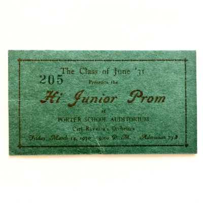 Ticket for Alameda High School 'Hi Junior Prom', for Class of June 1931, 1930