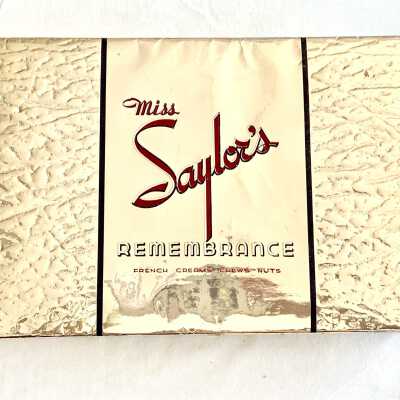 Gold-foil covered 'Ms Saylor Remembered' Candy box, c. 1940s