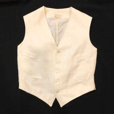 Men's collarless white pique vest