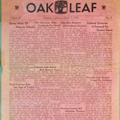 Alameda High School newspaper 'The Oak Leaf', March 7, 1934
