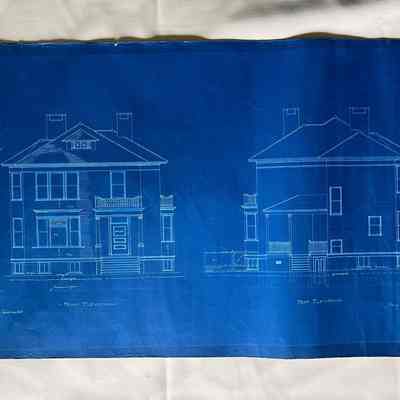 Blueprint of main facade and rear elevation of 2021 Alameda Ave, 1897