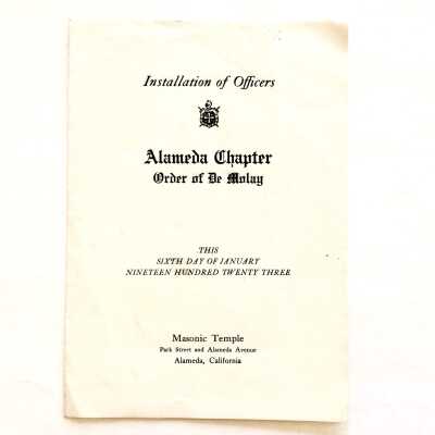 Program Installation of Officers, Alameda Chapter De Molay (Masons), 1923