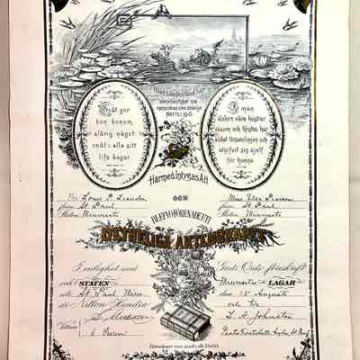 Marriage certificate Louis P. Leander and Elsa Pearson, 1903