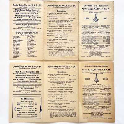 Bulletins and messages from the master of Masons' Apollo Lodge #396, 1945