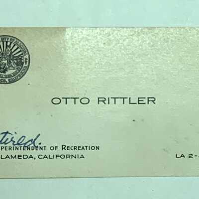 Business Calling card of Otto Rittler, Superintendent of Recreation, prior to 1960