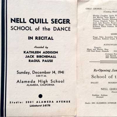 Program performance by 'Nell Quill Seger School of the Dance', 1941