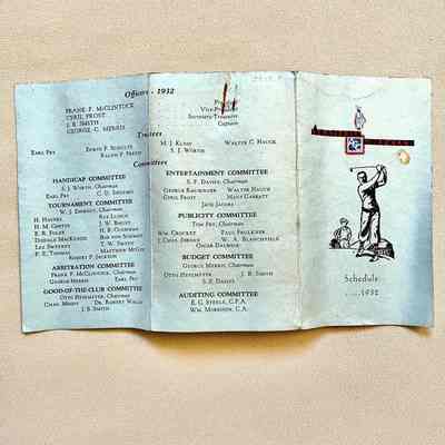 Alameda Golf Club / Municipal Golf Course Schedule, 1932
