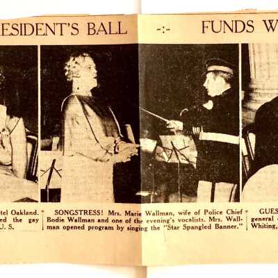 Newspaper Clipping with illustration of Mr. and Mrs. Ford Samuel, c. 1936