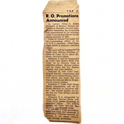 Oak Leaf Clipping 'RO Promotions announced', 1947