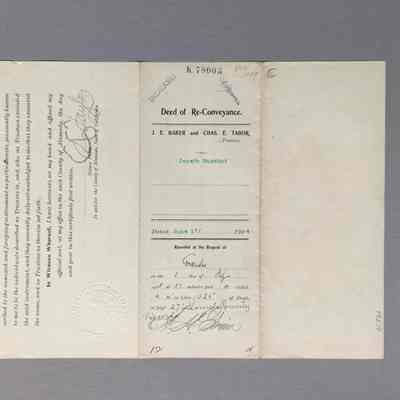 Deed of Re-Conveyance, release of claim on property to Joseph Mazzini, 1904