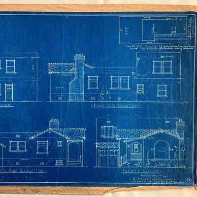 Blueprints for a house on the Fernside tract, c. early 1930s