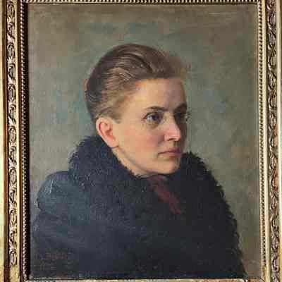 Portrait painting Miss Marion Bromley, by Thomas L. Bromley, c. 1900