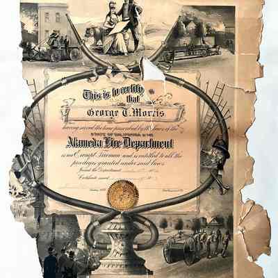 Certificate Member Fire Department awarded George T. Morris, 1889