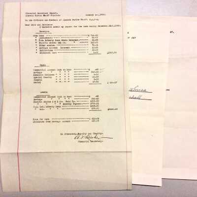Inventory and Reports, NSGW, Parlor No. 47, 1932-1934
