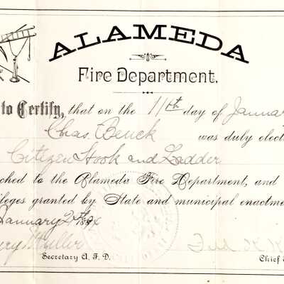 Certificate of Charles Beuck, Citizens Hook-and-Ladder Co. 1, 1894