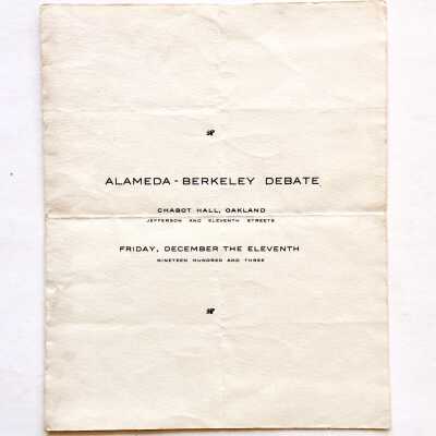 Program Alameda and Berkeley Debating Groups, Printed by Alameda Encinal Press, 1903