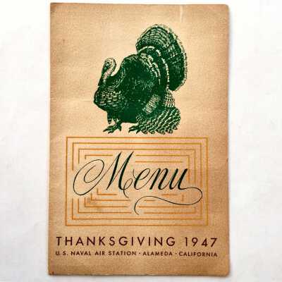 Menu for Thanksgiving dinner at US NAS, 1947