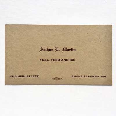 Calling card of Arthur L. Martin, Fuel, Feed and Ice, c. 1920s