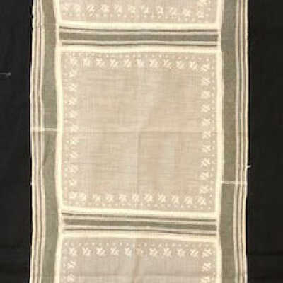 White lawn runner of panels with embroidered borders, late 19th century