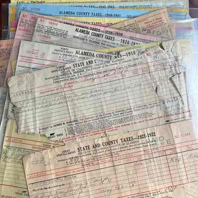Property tax receipts for 1210 Pearl Street, 1918-1944