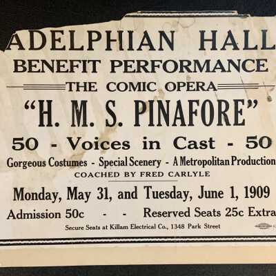 Poster for benefit production for Adelphian Hall, 1909